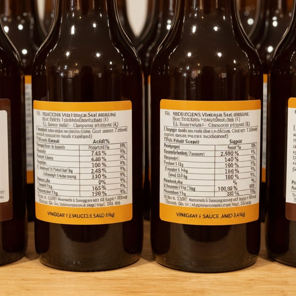 Etiketten mit Säure- und Zuckergehaltangaben