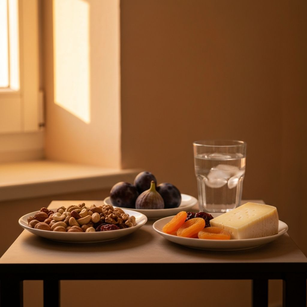 Posljednja lagana užina uz prozor: orašasti plodovi, suho voće i voda