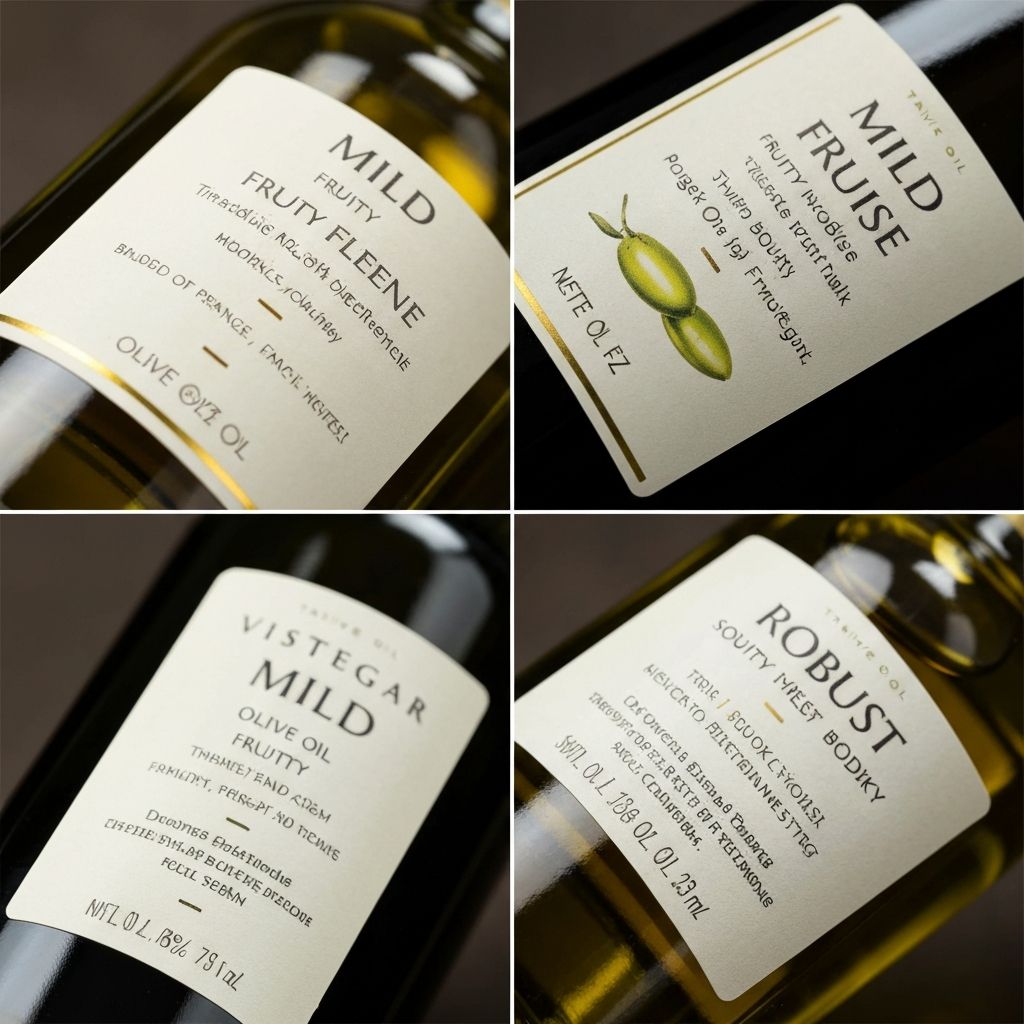 Nahaufnahme von Etiketten mit beschreibenden Stilwörtern